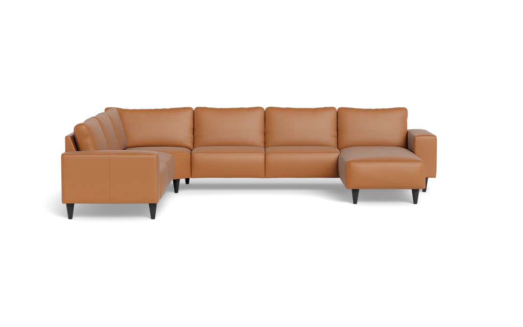 Solution 2701 hjørnesofa med chaiselong - Semianilin/spalt læder - Light Cognac - Venstrevendt