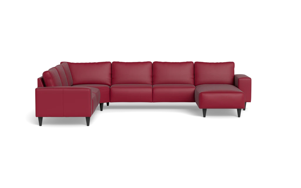 Solution 2701 hjørnesofa med chaiselong - Semianilin/spalt læder - Red - Venstrevendt