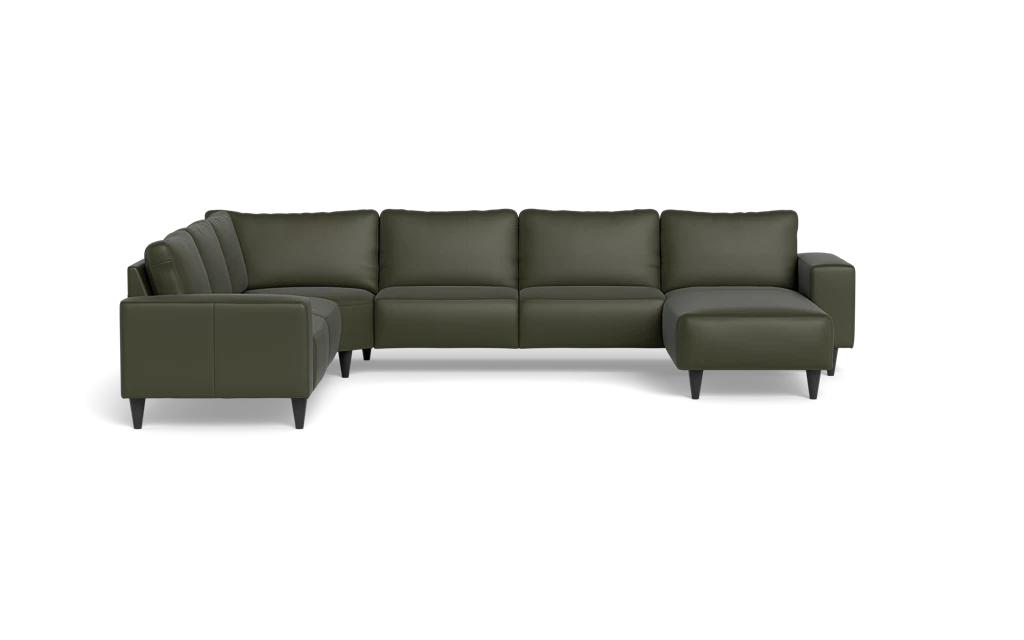 Solution 2701 hjørnesofa med chaiselong - Semianilin/spalt læder - Hunter - Venstrevendt