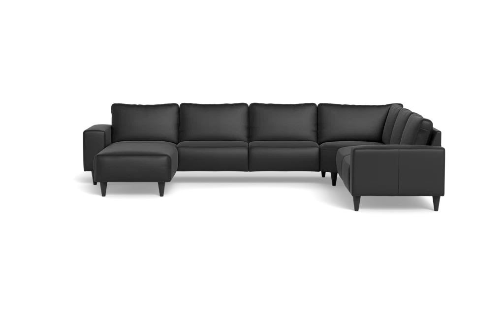 Solution 2701 hjørnesofa med chaiselong - Semianilin/spalt læder - Black - Højrevendt
