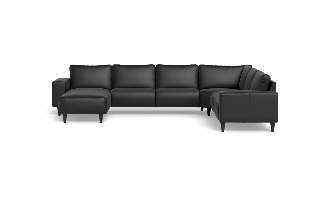 Solution 2701 hjørnesofa med chaiselong - Anilux læder - Black - Højrevendt