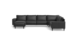 Solution 2701 hjørnesofa med chaiselong - Anilux læder - Black - Højrevendt