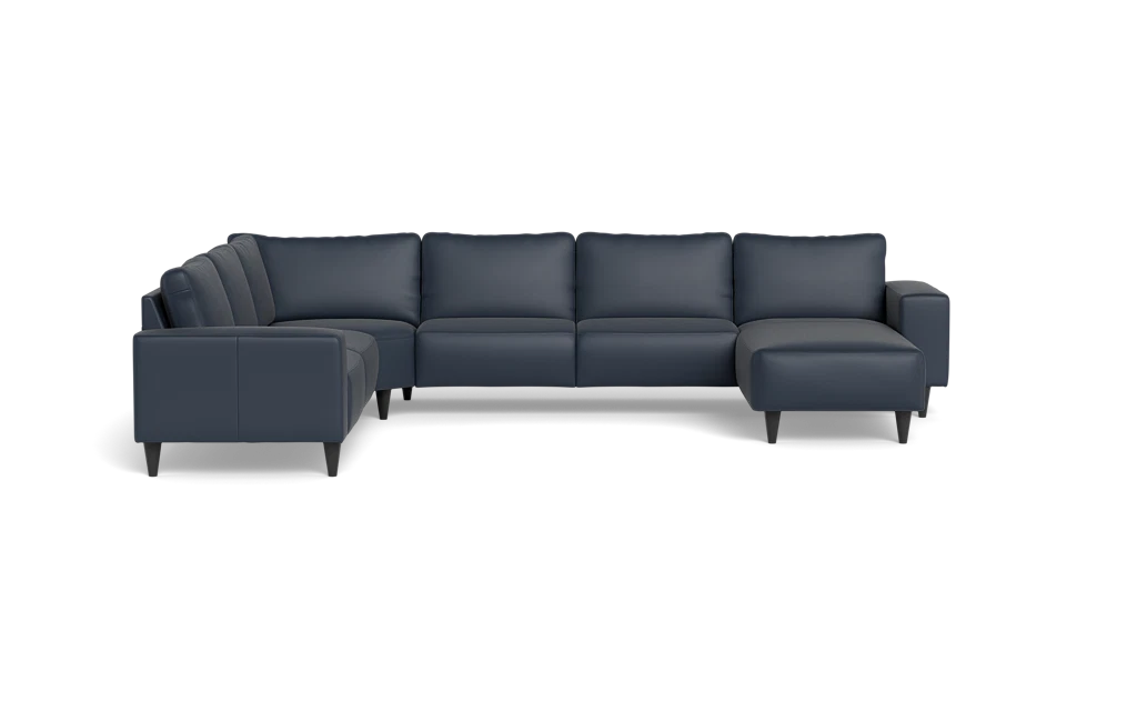 Solution 2701 hjørnesofa med chaiselong - Semianilin/spalt læder - Blue - Venstrevendt