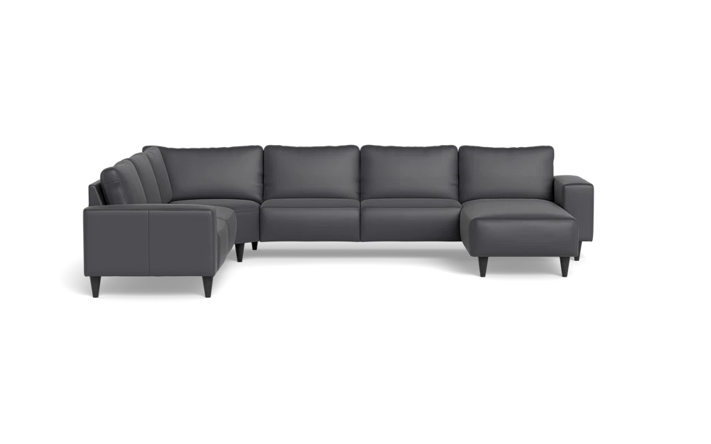 Solution 2701 hjørnesofa med chaiselong - Semianilin/spalt læder - Anthracite - Venstrevendt