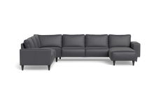 Solution 2701 hjørnesofa med chaiselong - Semianilin/spalt læder - Anthracite - Venstrevendt