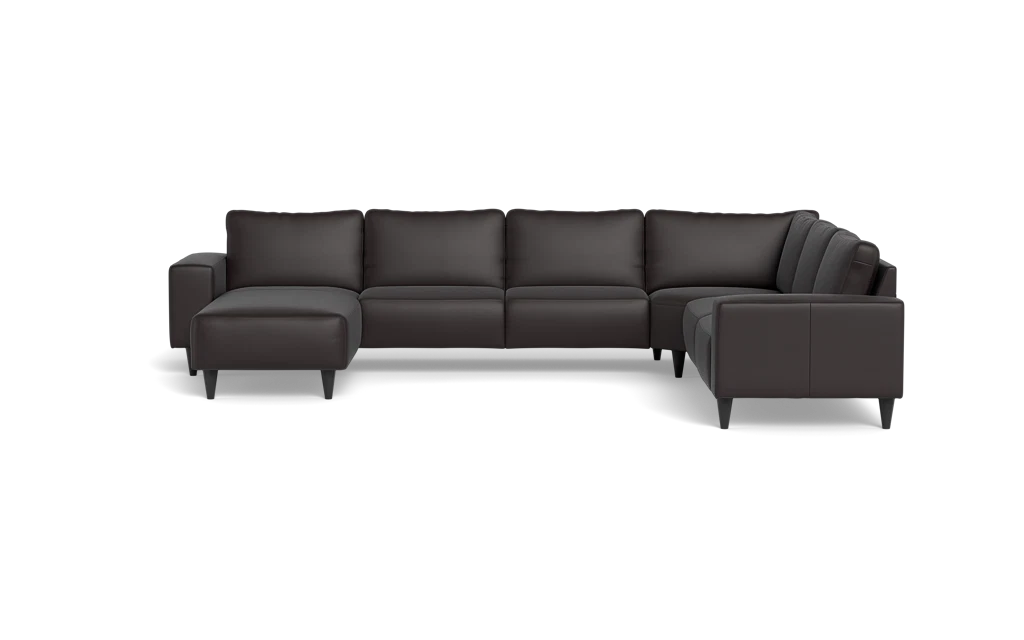 Solution 2701 hjørnesofa med chaiselong - Semianilin/spalt læder - Dark Brown - Højrevendt