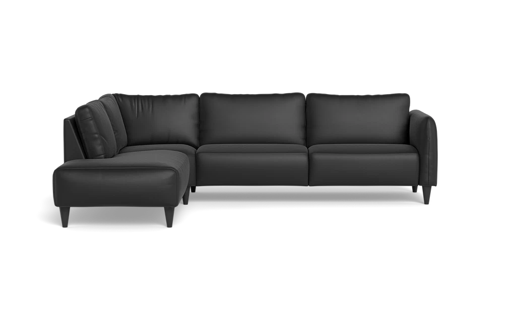 Solution 2701 sofa med open end - Semianilin/spalt læder - Black - Venstrevendt