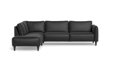 Solution 2701 sofa med open end - Semianilin/spalt læder - Black - Venstrevendt
