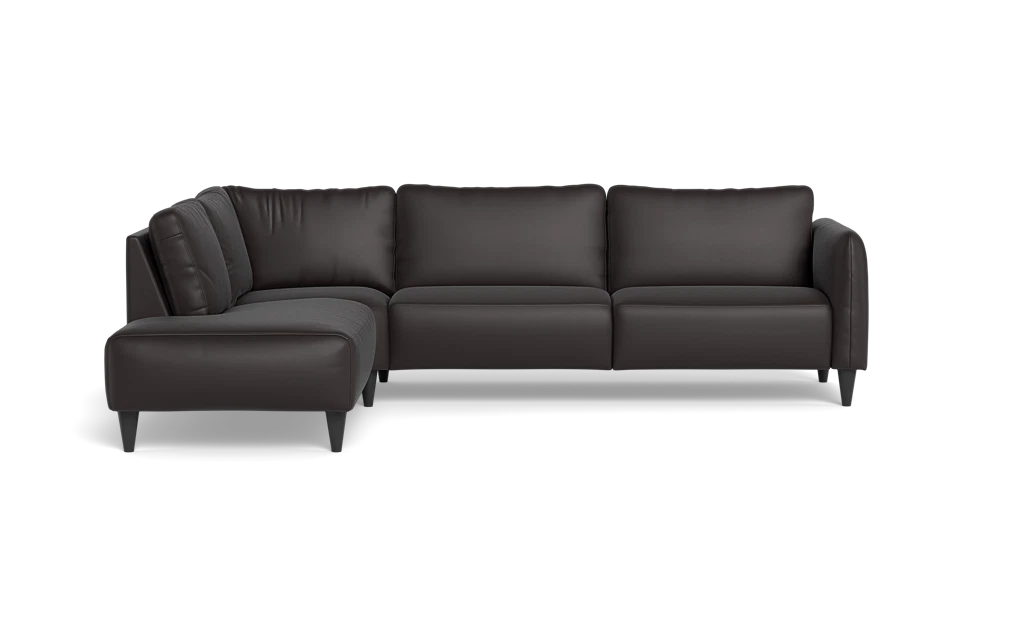 Solution 2701 sofa med open end - Semianilin/spalt læder - Dark Brown - Venstrevendt