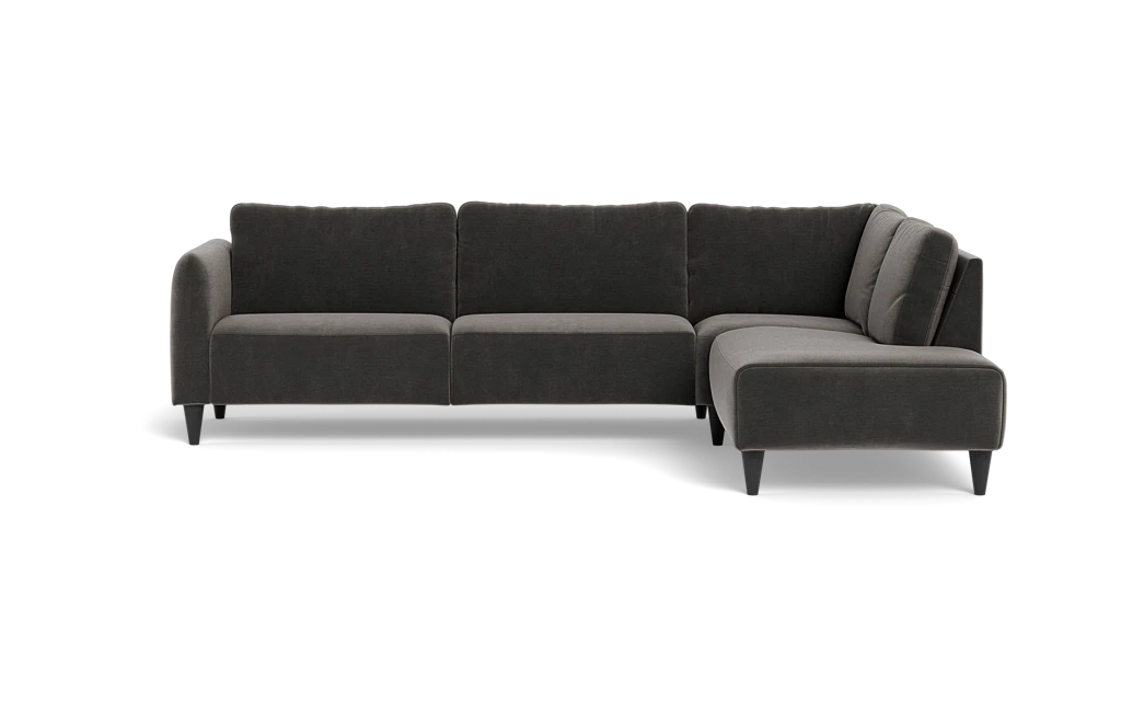 Solution 2701 sofa med open end - Adore velour - Dark Grey - Højrevendt