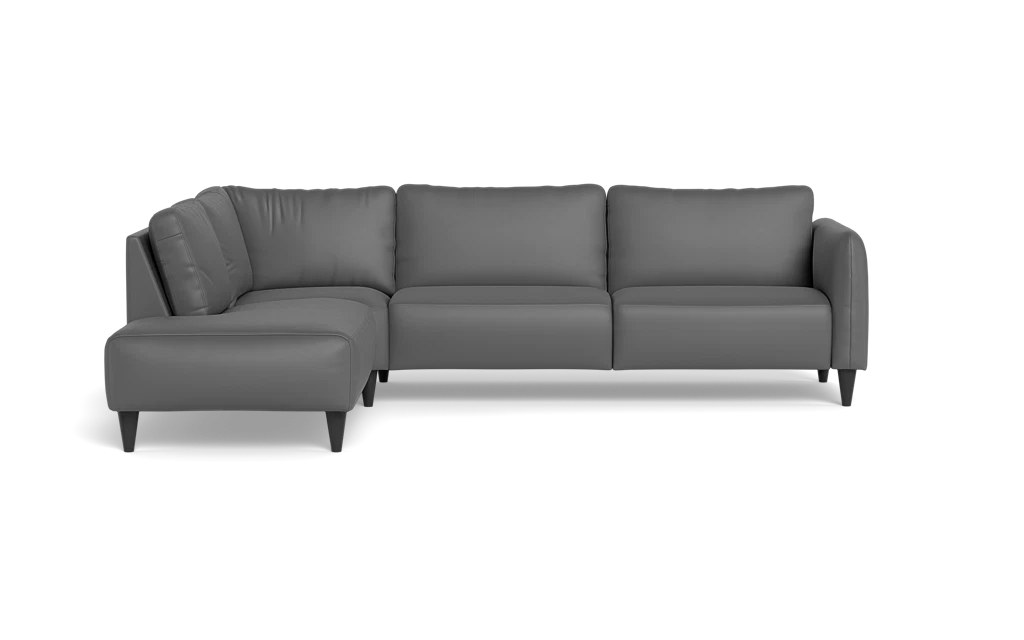 Solution 2701 sofa med open end - Semianilin/spalt læder - Grey - Venstrevendt