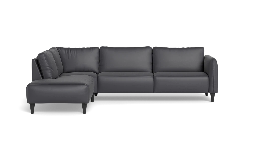 Solution 2701 sofa med open end - Semianilin/spalt læder - Anthracite - Venstrevendt