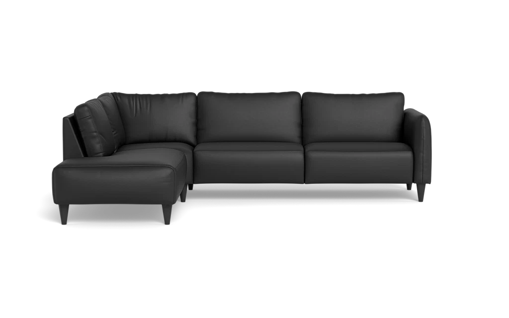 Solution 2701 sofa med open end - Soleda/spalt læder - Black - Venstrevendt