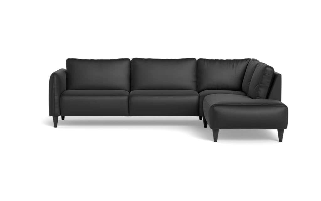 Solution 2701 sofa med open end - Semianilin/spalt læder - Black - Højrevendt