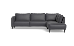 Solution 2701 sofa med open end - Semianilin/spalt læder - Anthracite - Højrevendt