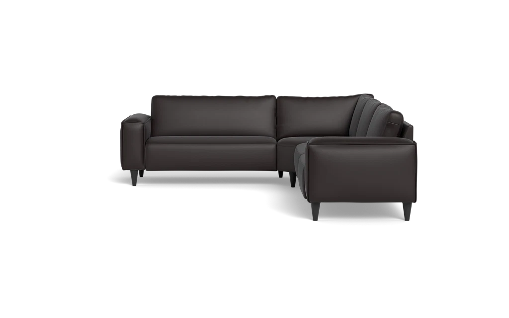 Solution 2701 hjørnesofa - brede armlæn 28 cm - Semianilin/spalt læder - Dark Brown