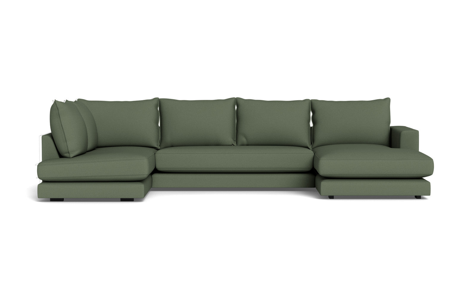 Cozy sofa med open end og chaiselong - Fjord stof - Grøn, Højrevendt