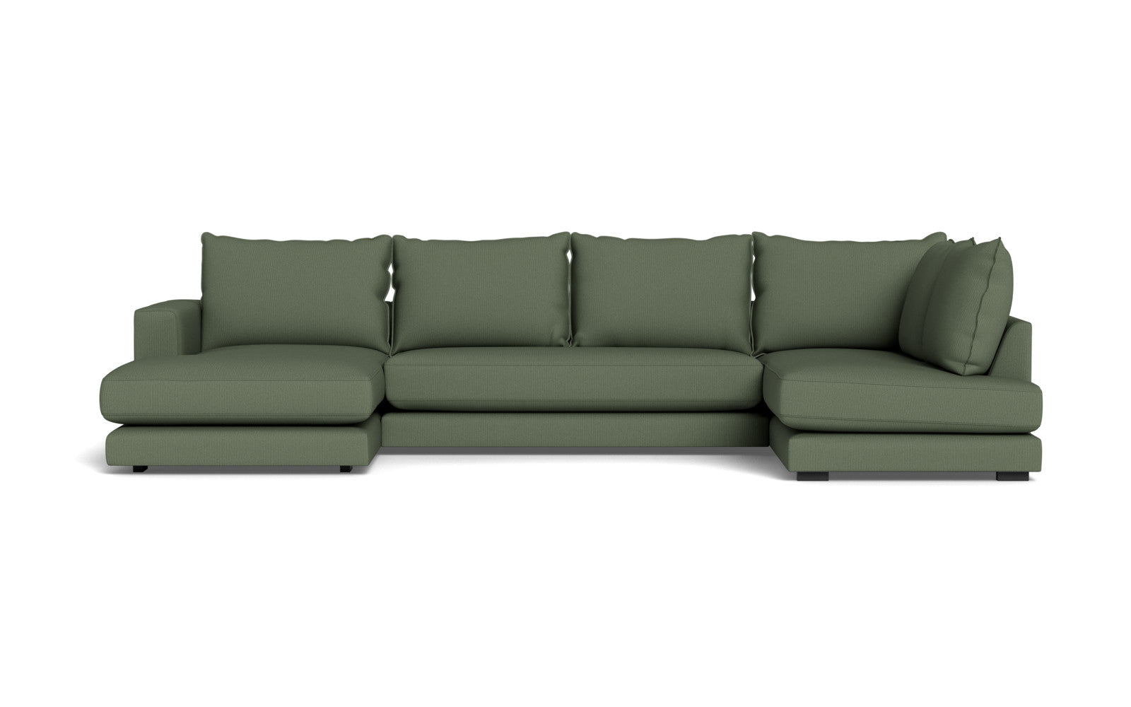Cozy sofa med open end og chaiselong - Fjord stof - Grøn, Venstrevendt