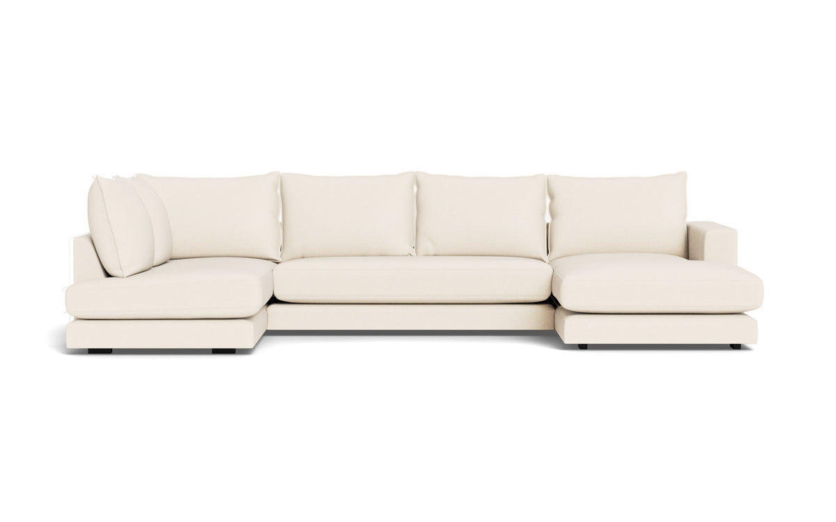Cozy sofa med open end og chaiselong - Positano stof - 02 råhvid, Højrevendt