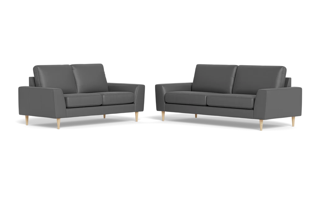 Symfoni 2018 3+2 pers. sofa - Semianilin/spalt læder - Grey