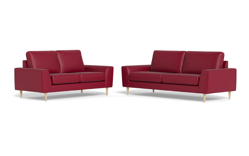 Symfoni 2018 3+2 pers. sofa - Semianilin/spalt læder - Red