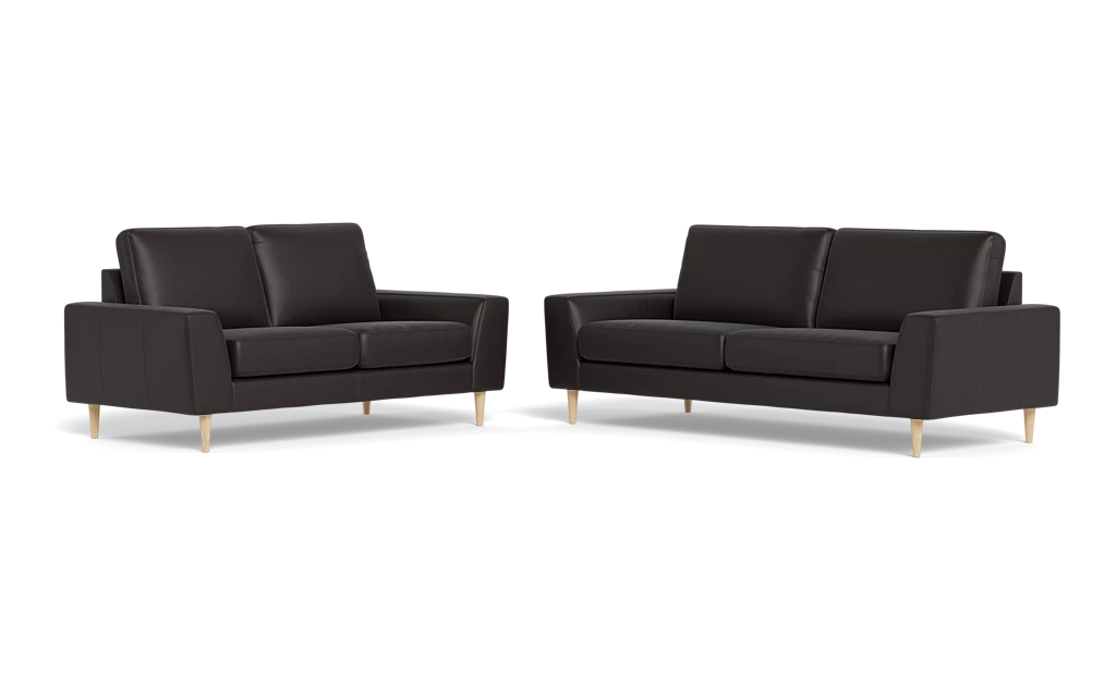 Symfoni 2018 3+2 pers. sofa - Semianilin/spalt læder - Dark Brown