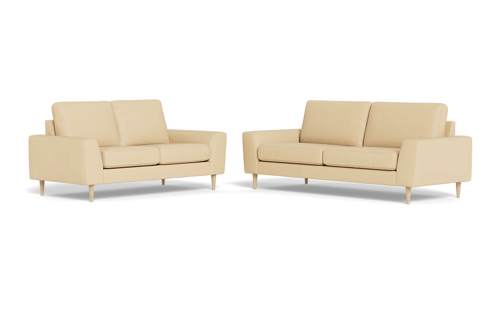 Symfoni 2018 3+2 pers. sofa - Semianilin/spalt læder - Sand