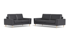 Symfoni 2018 3+2 pers. sofa - Semianilin/spalt læder - Anthracite