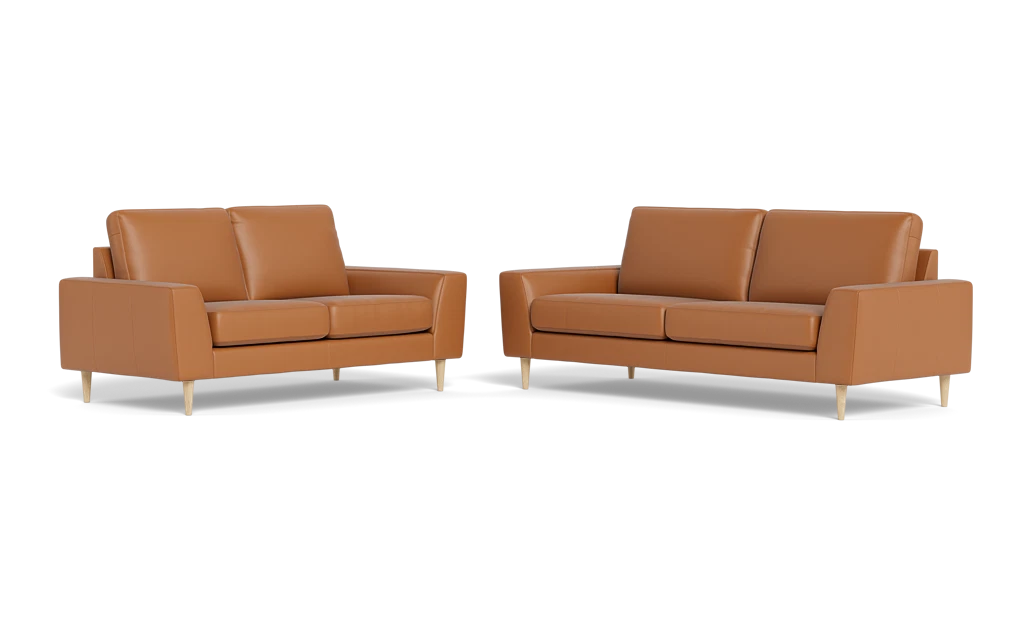 Symfoni 2018 3+2 pers. sofa - Semianilin/spalt læder - Light Cognac