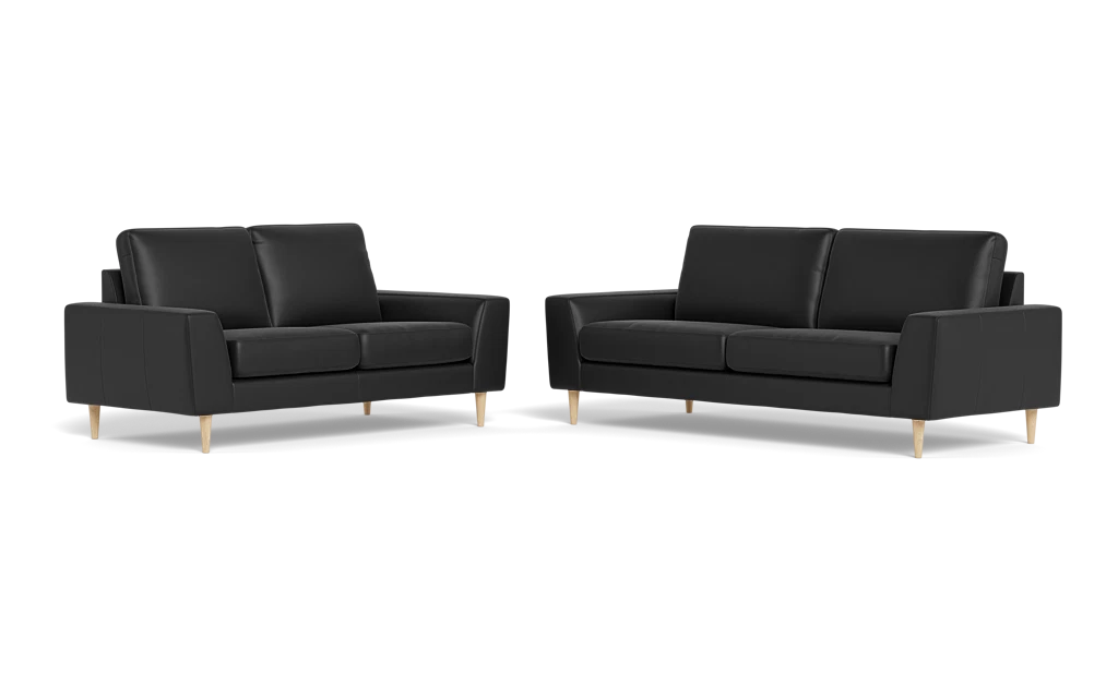 Symfoni 2018 3+2 pers. sofa - Semianilin/spalt læder - Black