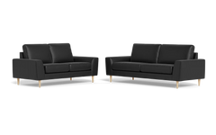 Symfoni 2018 3+2 pers. sofa - Semianilin/spalt læder - Black
