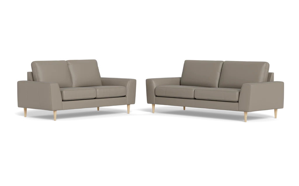 Symfoni 2018 3+2 pers. sofa - Semianilin/spalt læder - Light Grey