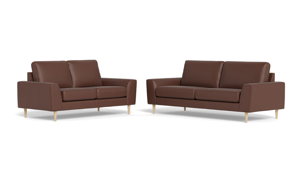 Symfoni 2018 3+2 pers. sofa - Semianilin/spalt læder - Marrone