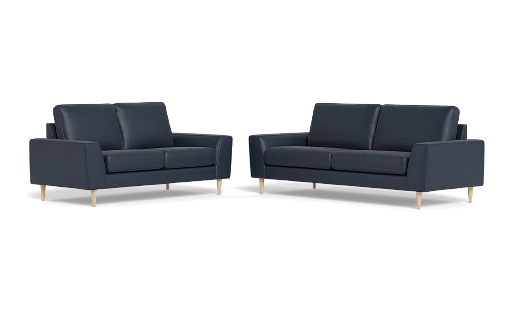 Symfoni 2018 3+2 pers. sofa - Semianilin/spalt læder - Blue
