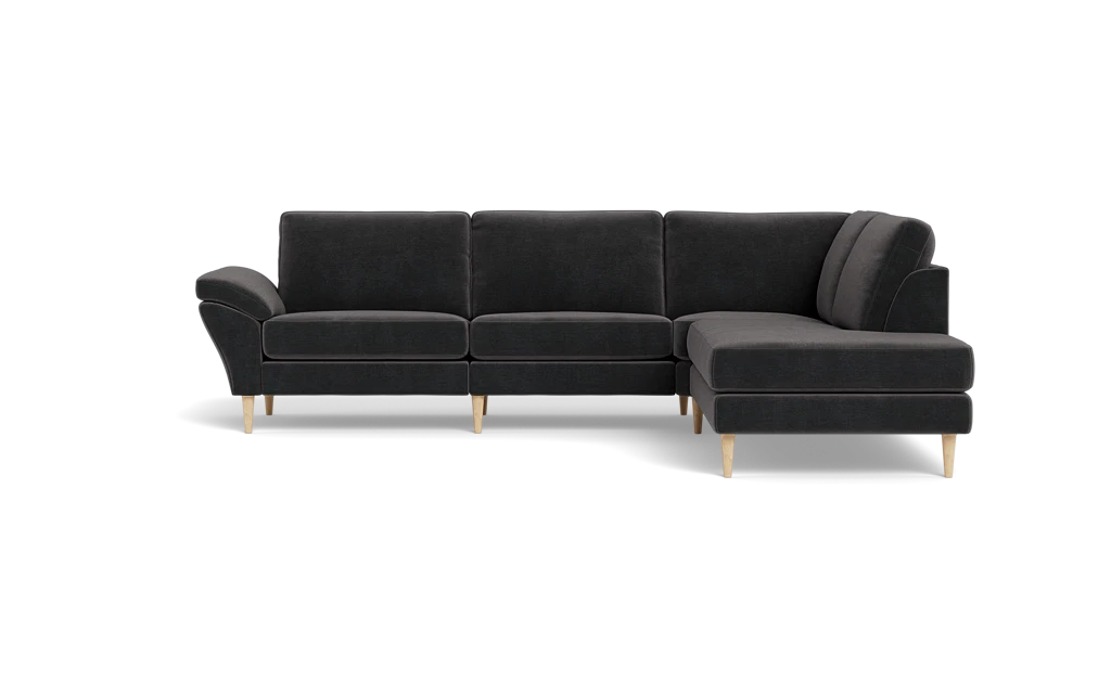 Symfoni 2018 sofa med open end - med armlæn - Adore velour - Anthracite - Højrevendt