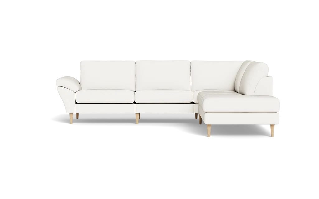 Symfoni 2018 sofa med open end - med armlæn - Semianilin/spalt læder - White - Højrevendt