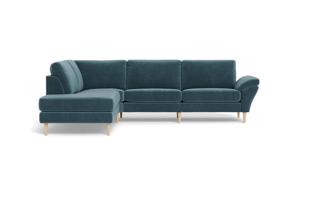 Symfoni 2018 sofa med open end - med armlæn - Adore velour - Petrol - Venstrevendt