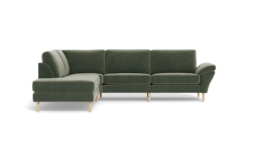 Symfoni 2018 sofa med open end - med armlæn - Adore velour - Hunter - Venstrevendt