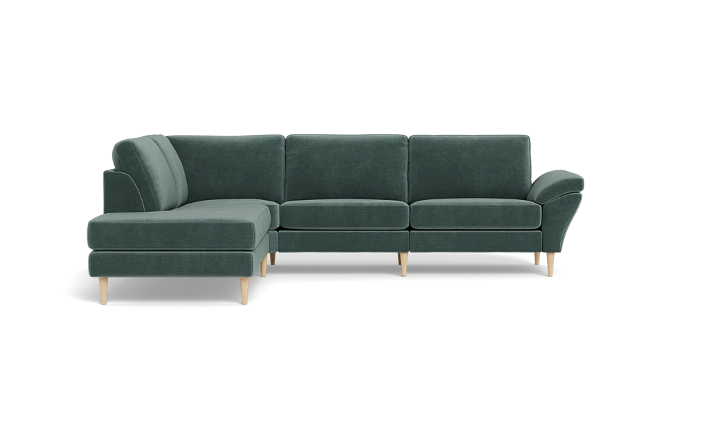 Symfoni 2018 sofa med open end - med armlæn - Adore velour - Niagara - Venstrevendt