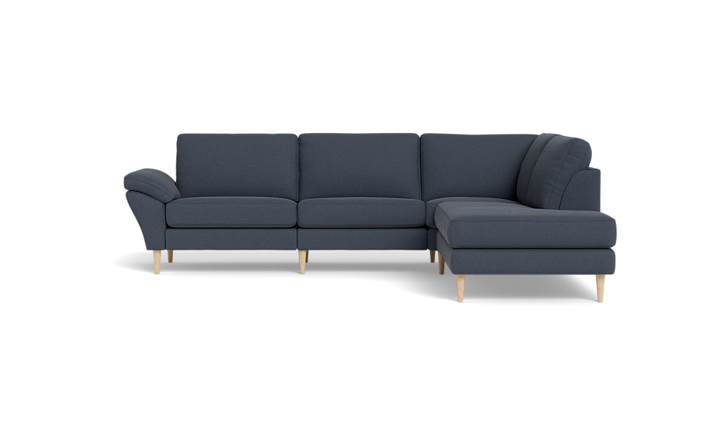 Symfoni 2018 sofa med open end - med armlæn - Bloq stof - Dark Blue - Højrevendt