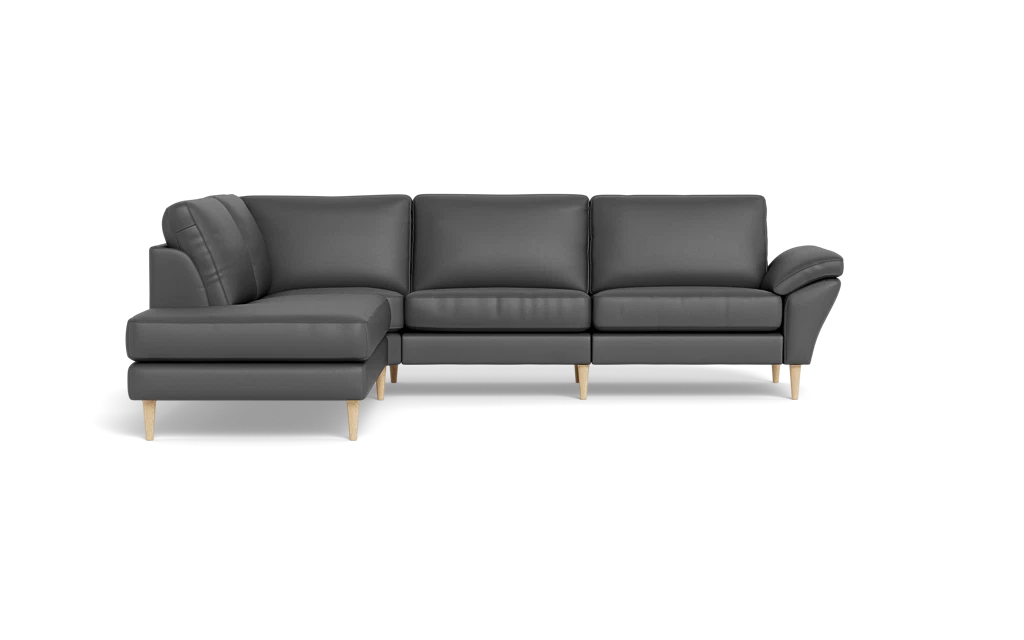 Symfoni 2018 sofa med open end - med armlæn - Soleda læder - Anthracite - Venstrevendt