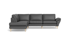 Symfoni 2018 sofa med open end - med armlæn - Soleda læder - Anthracite - Venstrevendt