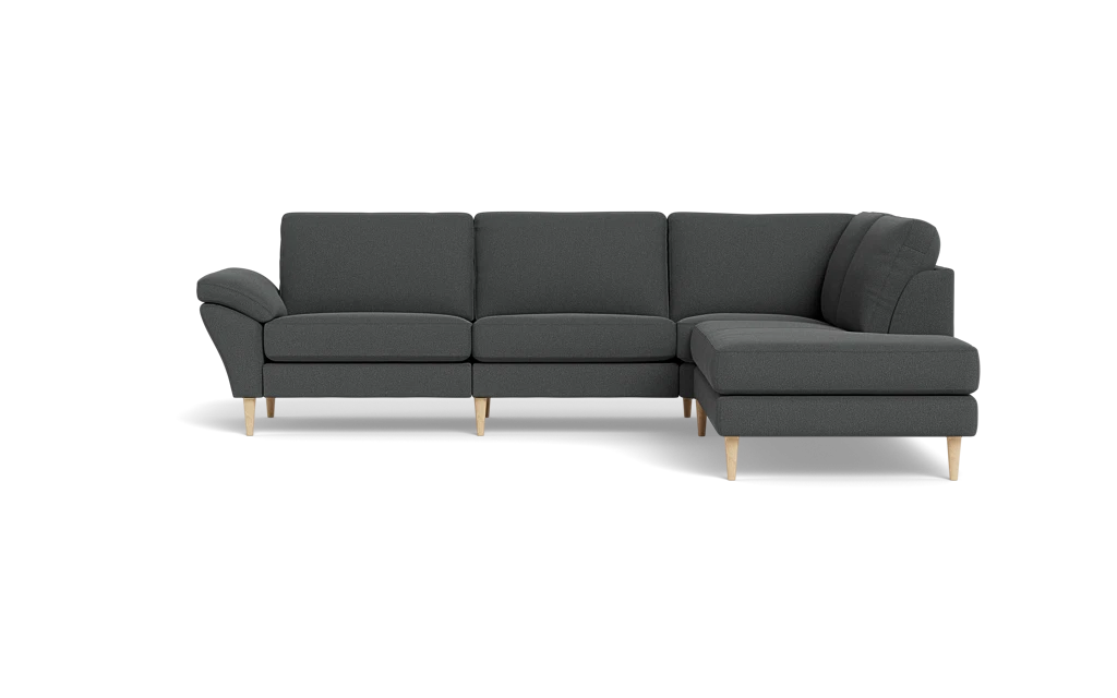 Symfoni 2018 sofa med open end - med armlæn - Bloq stof - Grey - Højrevendt