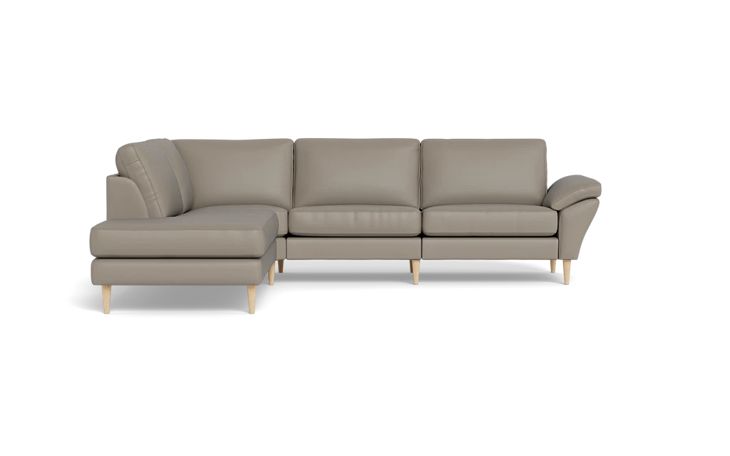 Symfoni 2018 sofa med open end - med armlæn - Semianilin/spalt læder - Light Grey - Venstrevendt