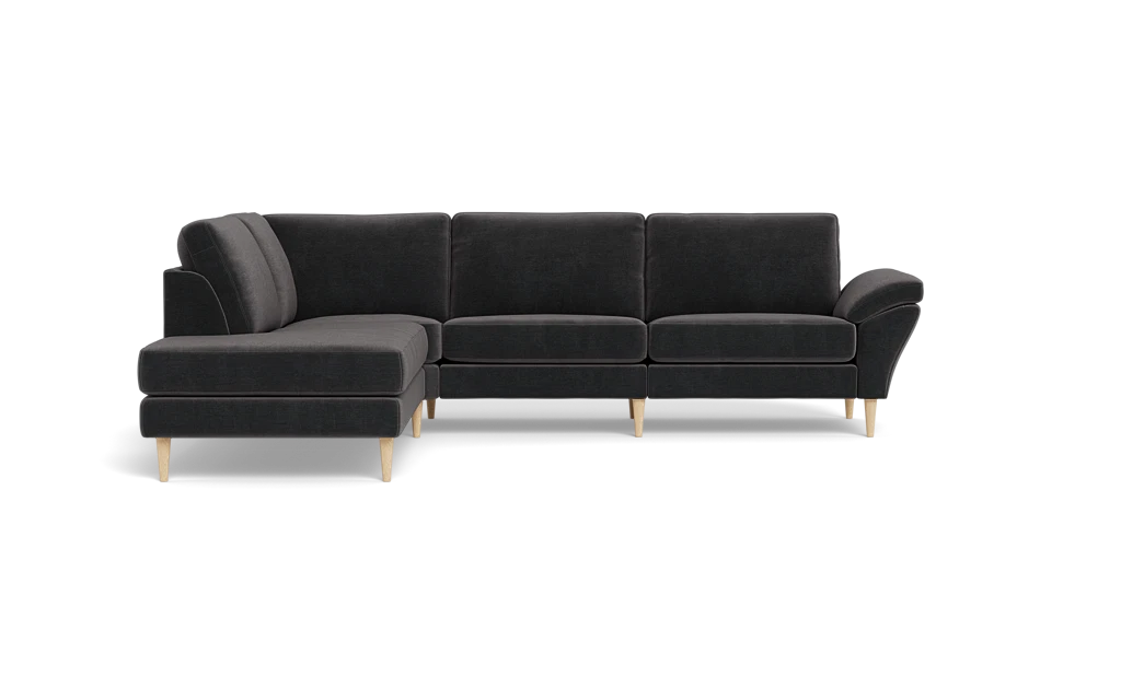 Symfoni 2018 sofa med open end - med armlæn - Adore velour - Anthracite - Venstrevendt