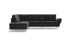 Symfoni 2018 sofa med open end - med armlæn - Adore velour - Anthracite - Venstrevendt