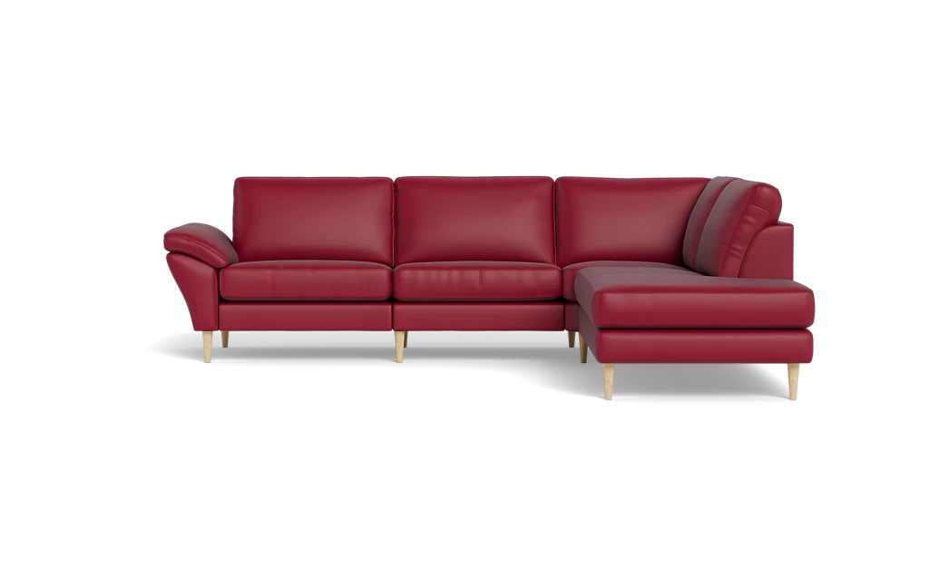 Symfoni 2018 sofa med open end - med armlæn - Semianilin/spalt læder - Red - Højrevendt