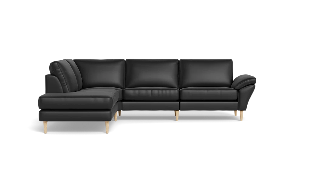 Symfoni 2018 sofa med open end - med armlæn - Anilux læder - Black - Venstrevendt