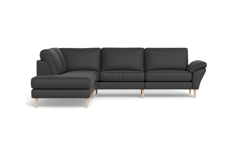 Symfoni 2018 sofa med open end - med armlæn - Oakland stof - Anthracite - Venstrevendt
