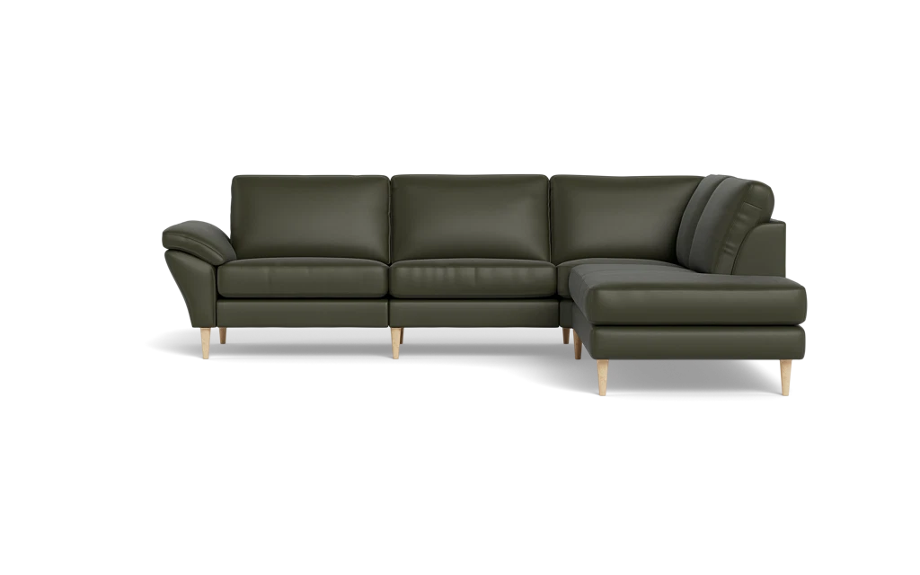 Symfoni 2018 sofa med open end - med armlæn - Semianilin/spalt læder - Hunter - Højrevendt